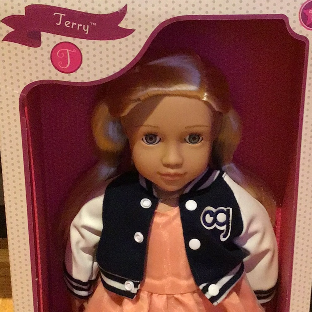 Our generation doll Terry 50s theme with logo Jacket. Blue eyes.